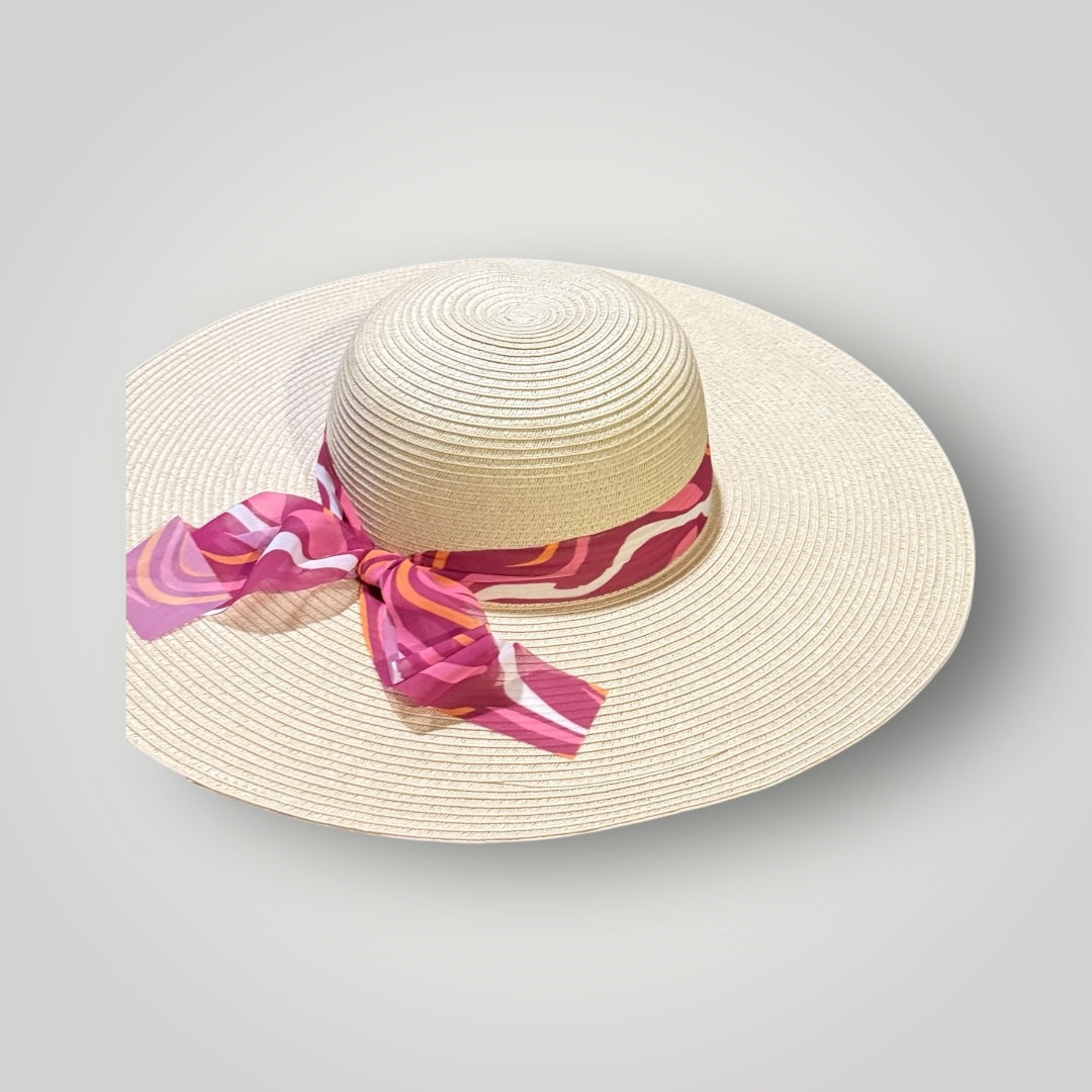 Wide Brim Beach Hat with Ribbon Tie